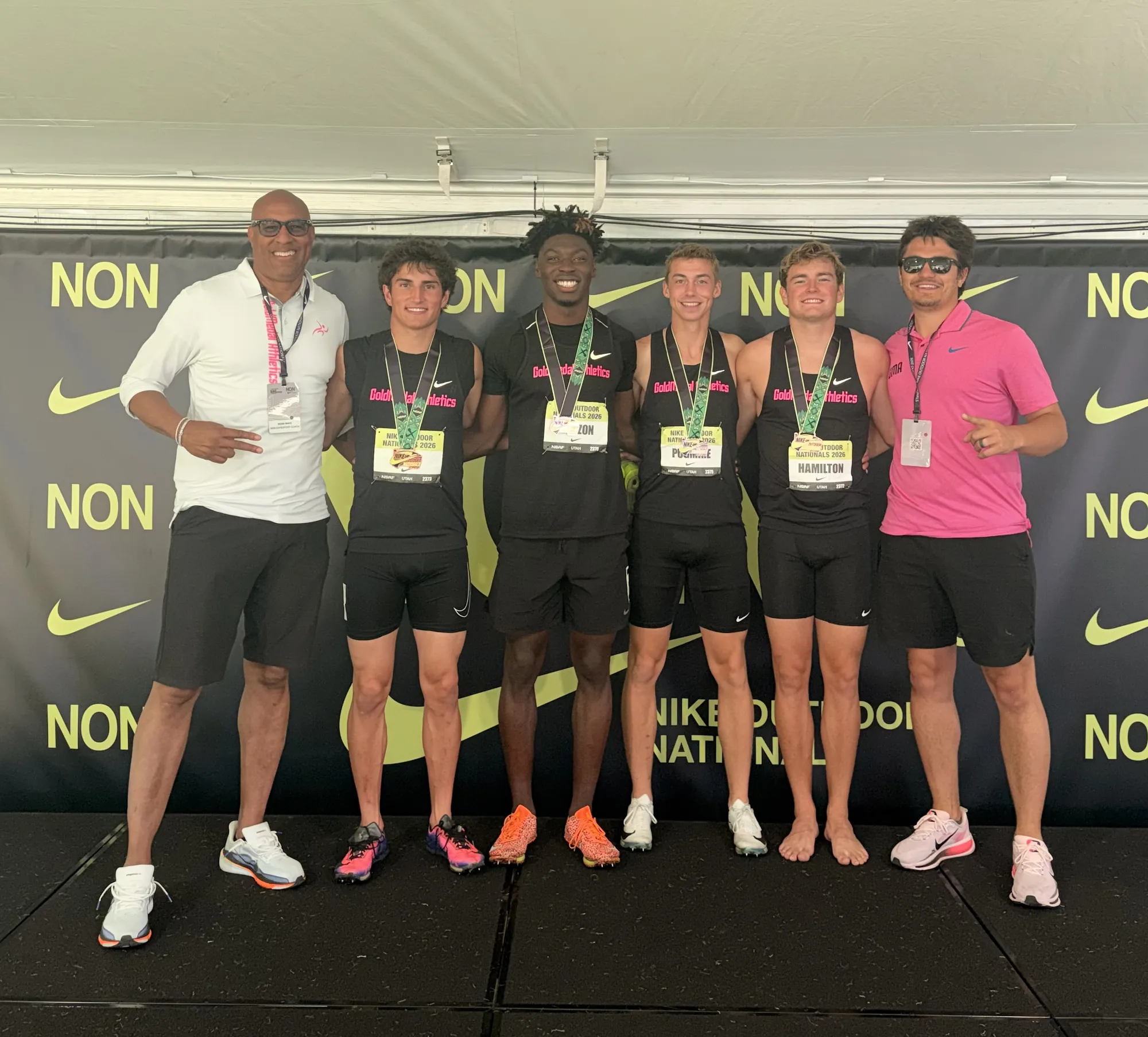 Gold Medal Athletics athletes and coaches at Nike Outdoor Nationals 2026