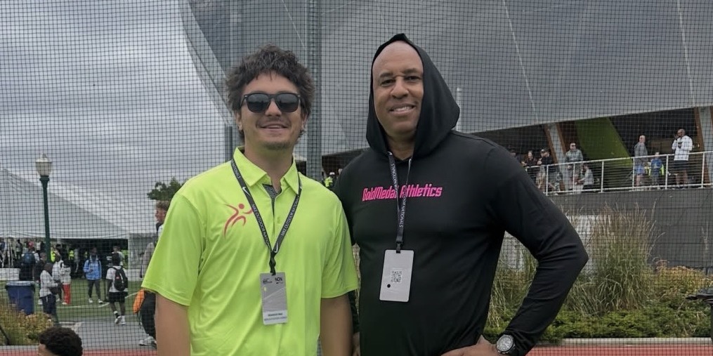 Head coach Sean Maye with Brandon Diaz, Assistant Coach, at Nike Outdoor Nationals